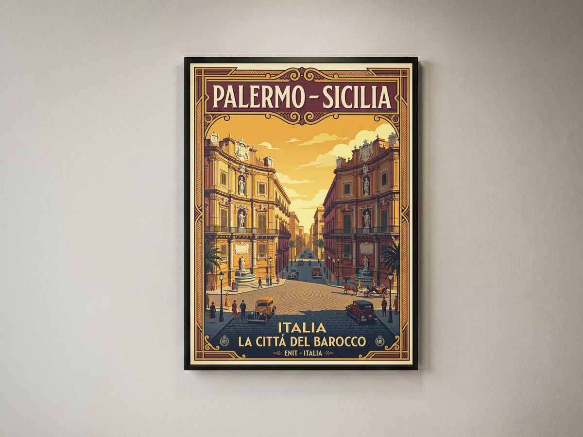 Vintage Palermo Travel Poster | Sicily Italy Retro Poster Print