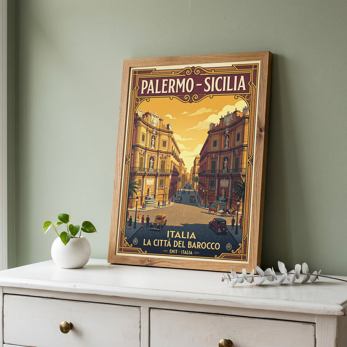 Vintage Palermo Travel Poster | Sicily Italy Retro Poster Print