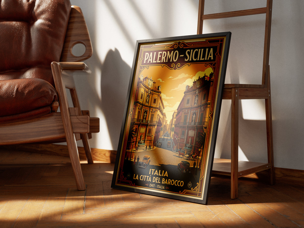 Vintage Palermo Travel Poster | Sicily Italy Retro Poster Print