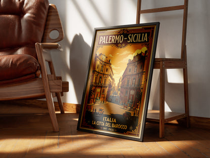 Vintage Palermo Travel Poster | Sicily Italy Retro Poster Print