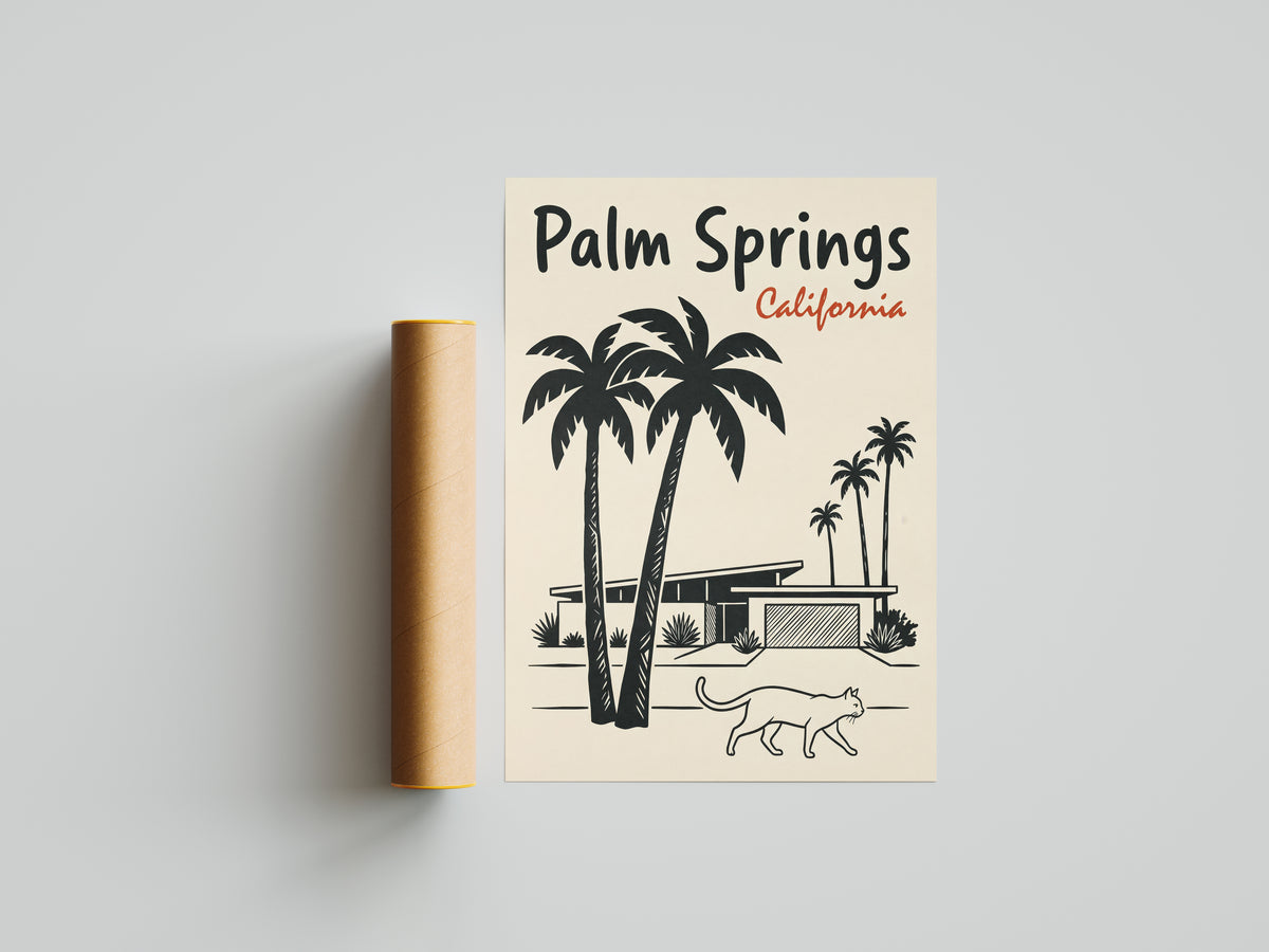 Palm Springs California Retro Travel Poster
