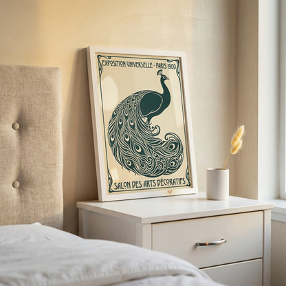 Vintage Paris 1900 Peacock Poster, Art Nouveau Exhibition Print
