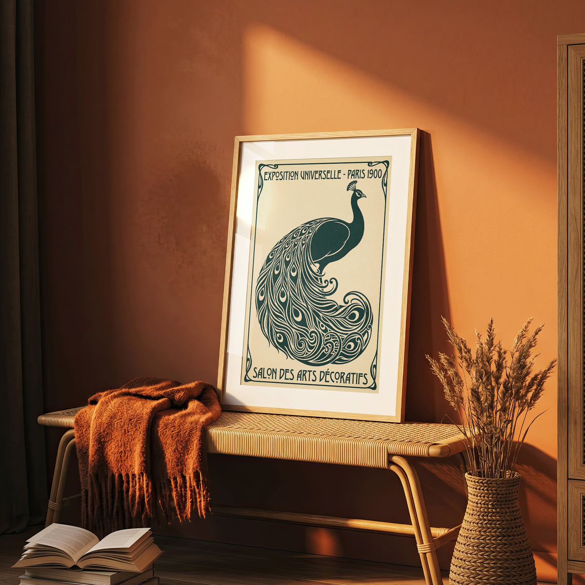 Vintage Paris 1900 Peacock Poster, Art Nouveau Exhibition Print