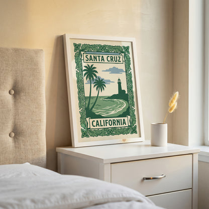 Santa Cruz California Art Nouveau Travel Poster Wall Art Print