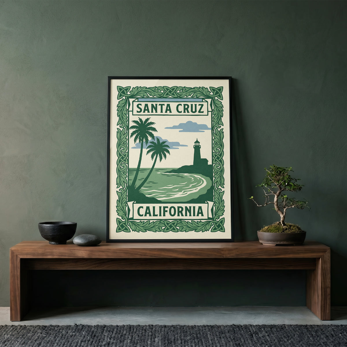 Santa Cruz California Art Nouveau Travel Poster Wall Art Print