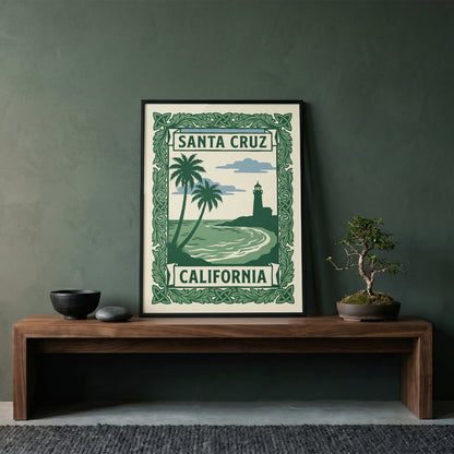 Santa Cruz California Art Nouveau Travel Poster Wall Art Print