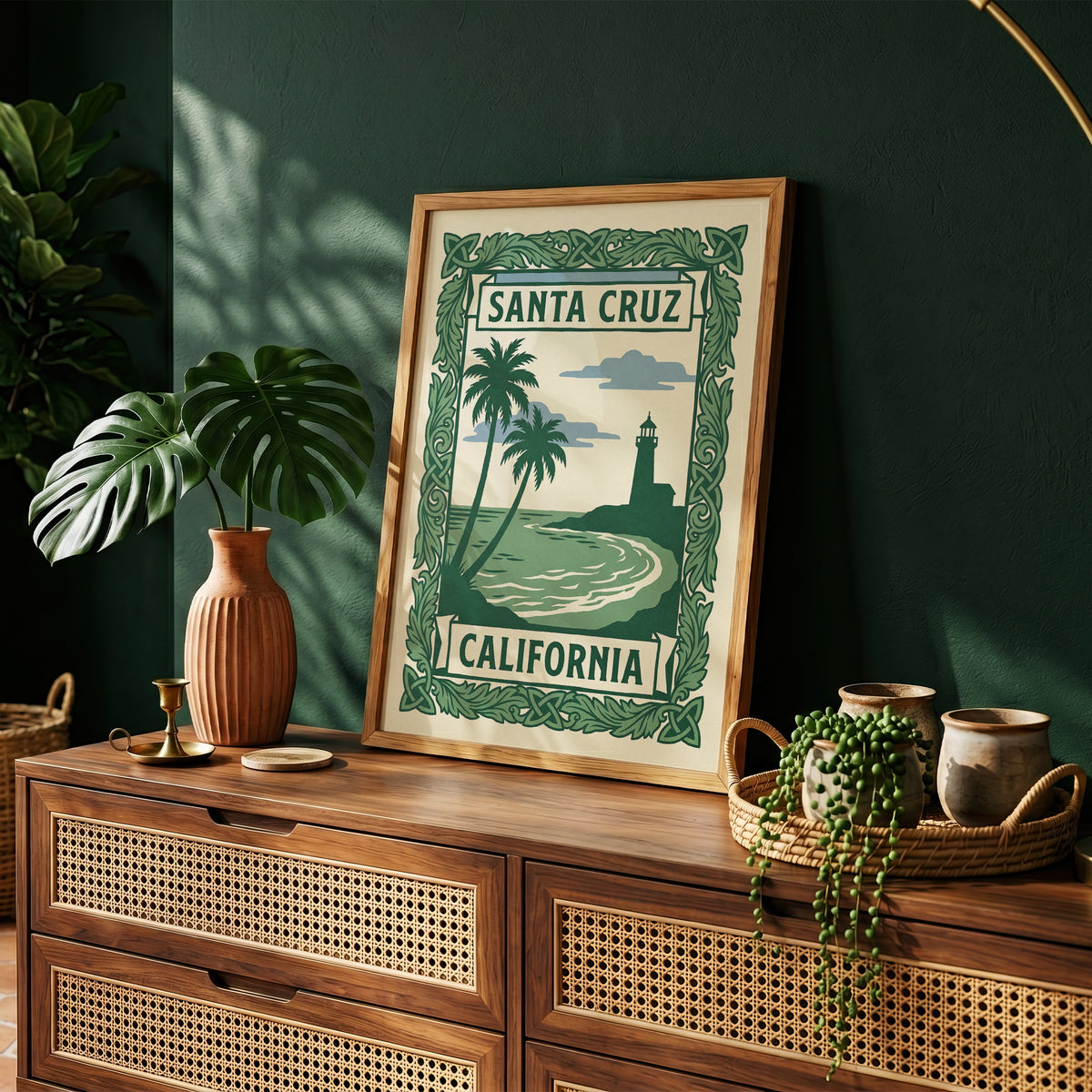 Santa Cruz California Art Nouveau Travel Poster Wall Art Print