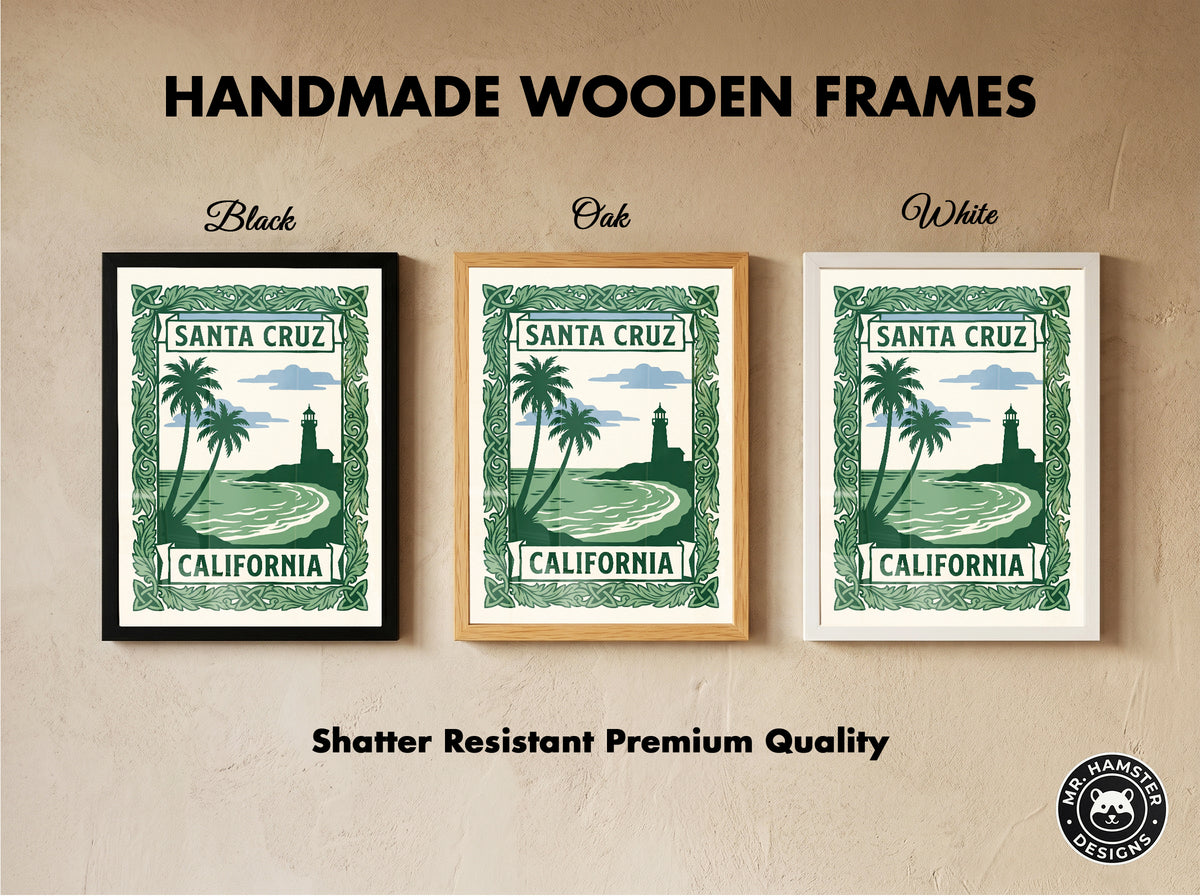Santa Cruz California Art Nouveau Travel Poster Wall Art Print