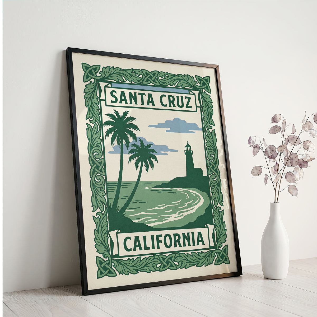 Santa Cruz California Art Nouveau Travel Poster Wall Art Print