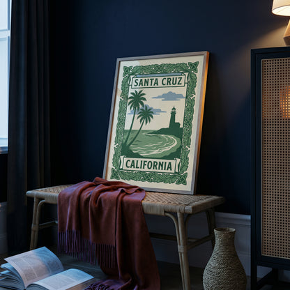 Santa Cruz California Art Nouveau Travel Poster Wall Art Print
