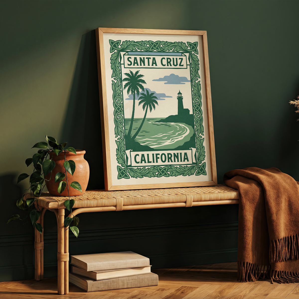Santa Cruz California Art Nouveau Travel Poster Wall Art Print