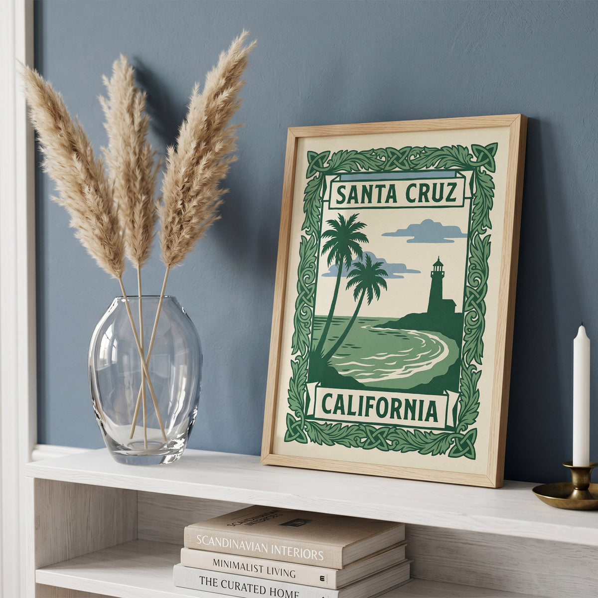 Santa Cruz California Art Nouveau Travel Poster Wall Art Print