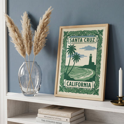 Santa Cruz California Art Nouveau Travel Poster Wall Art Print