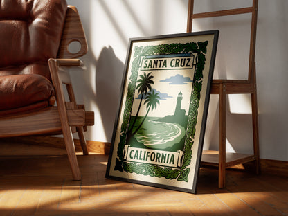 Santa Cruz California Art Nouveau Travel Poster Wall Art Print