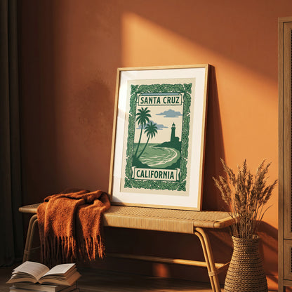 Santa Cruz California Art Nouveau Travel Poster Wall Art Print