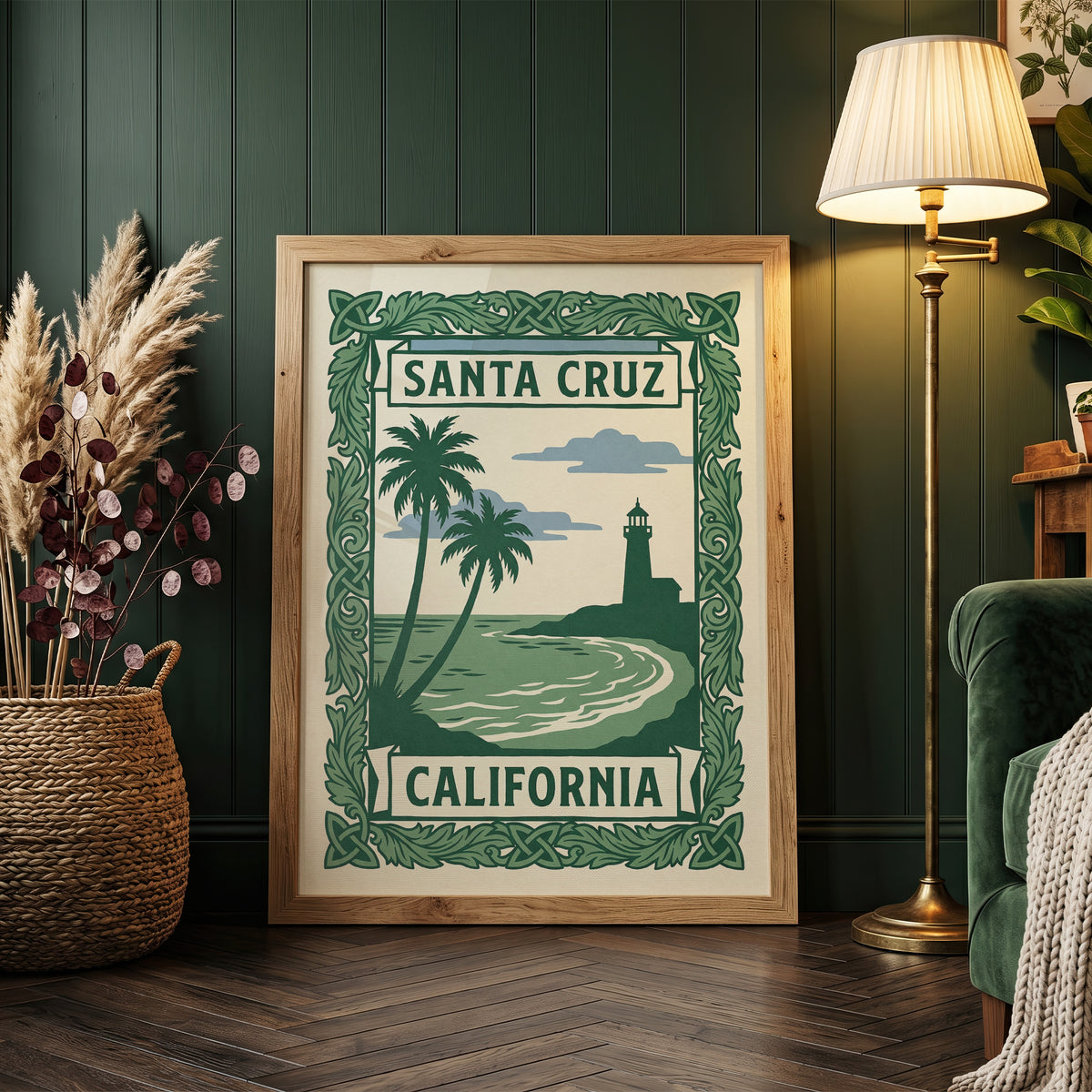 Santa Cruz California Art Nouveau Travel Poster Wall Art Print