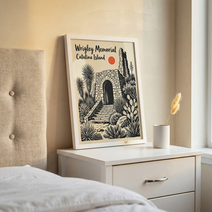 Wrigley Memorial Catalina Island Poster |California Desert Botanical Linocut Print