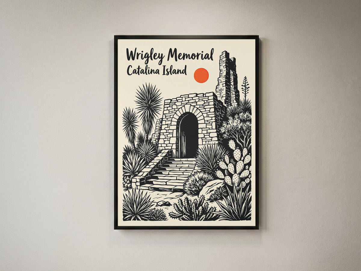 Wrigley Memorial Catalina Island Poster |California Desert Botanical Linocut Print