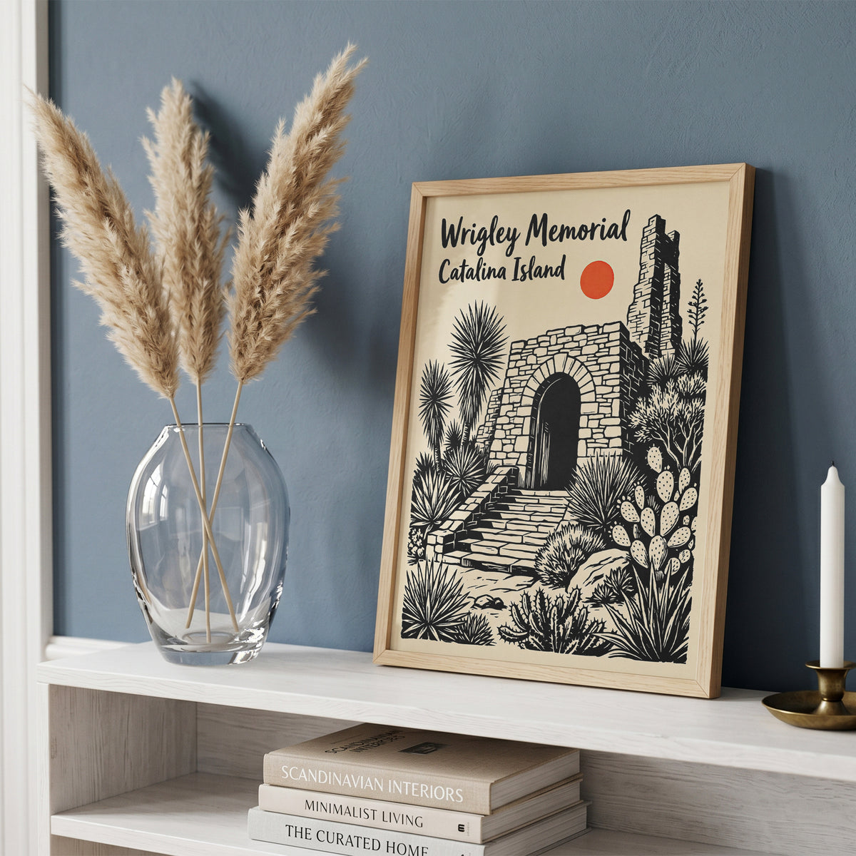 Wrigley Memorial Catalina Island Poster |California Desert Botanical Linocut Print