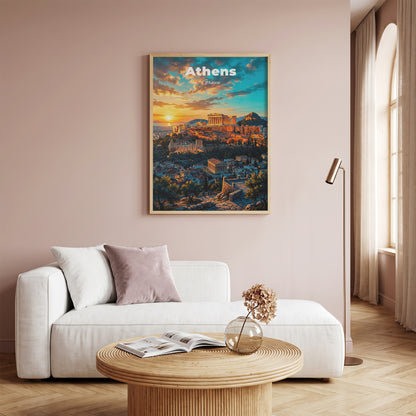 Athens Greece Travel Poster Retro Vintage Style Wall Art Print