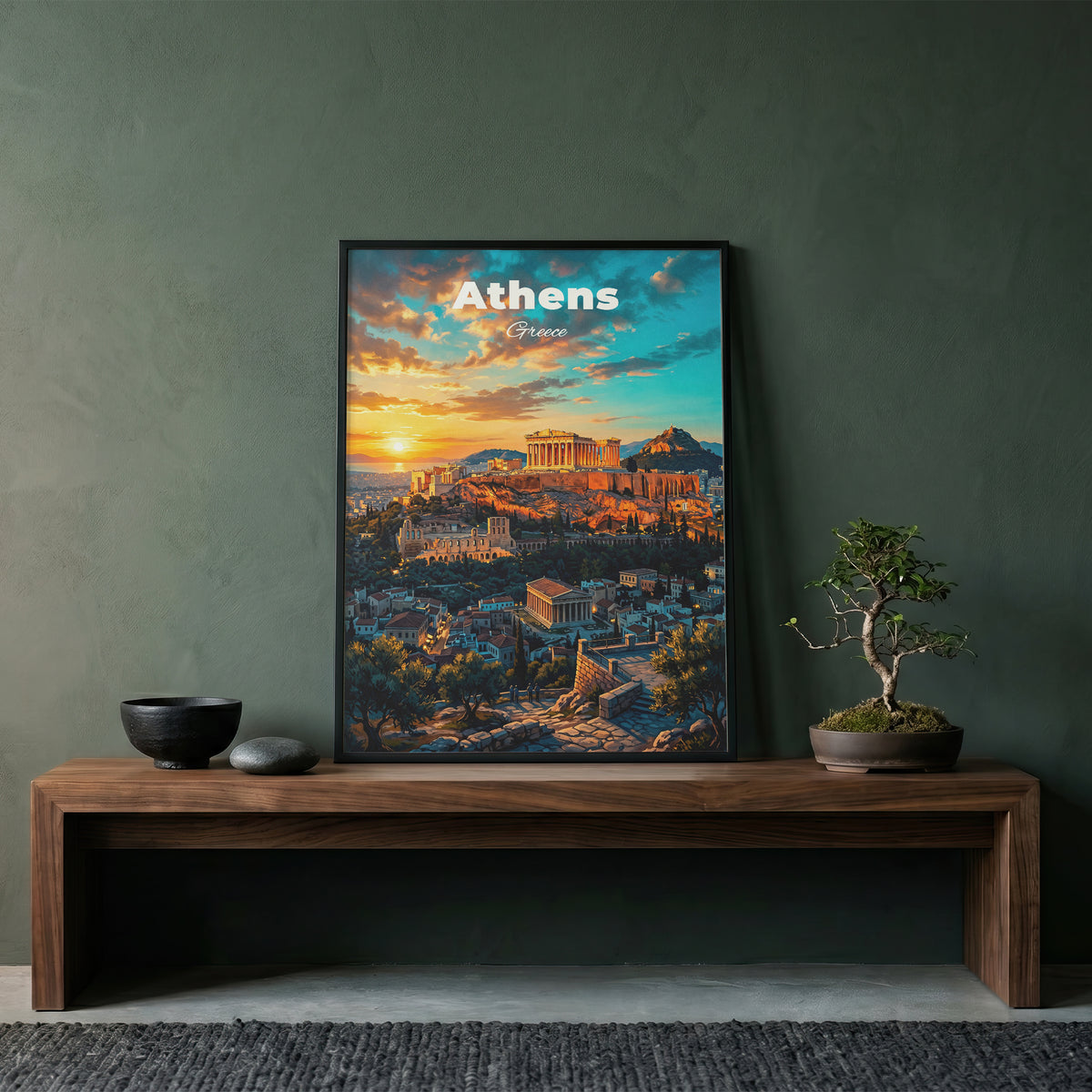 Athens Greece Travel Poster Retro Vintage Style Wall Art Print