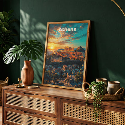 Athens Greece Travel Poster Retro Vintage Style Wall Art Print