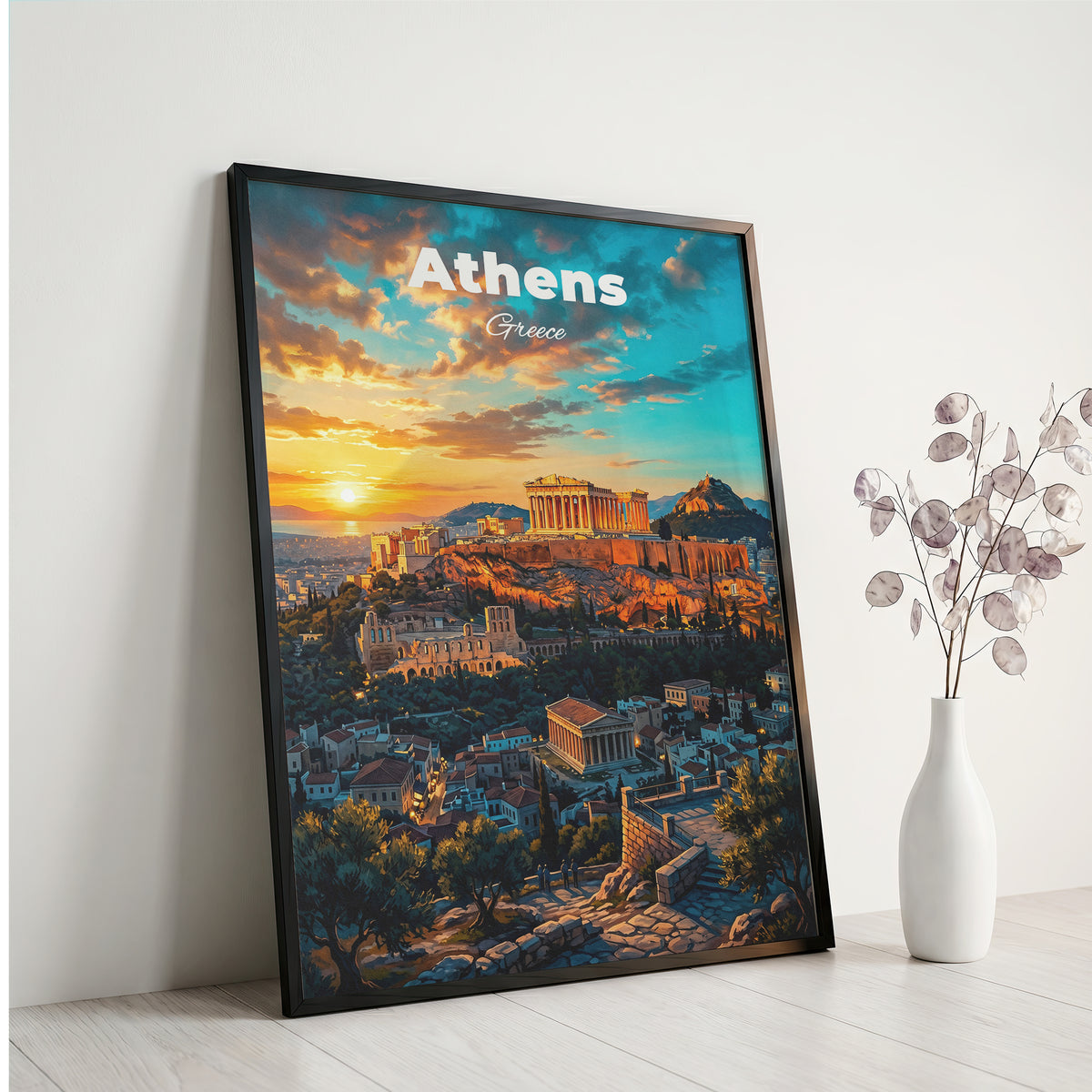 Athens Greece Travel Poster Retro Vintage Style Wall Art Print