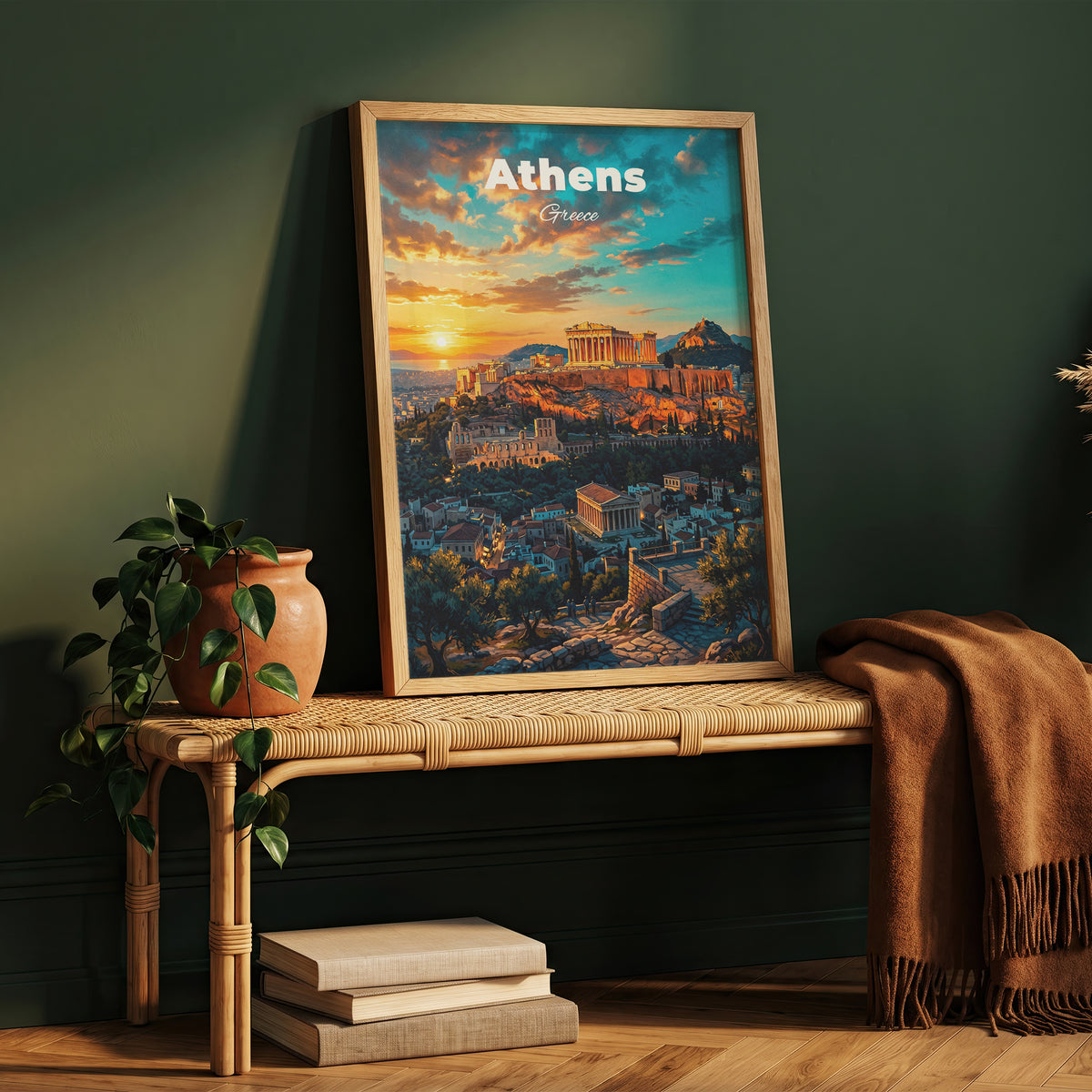Athens Greece Travel Poster Retro Vintage Style Wall Art Print