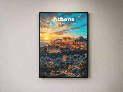 Athens Greece Travel Poster Retro Vintage Style Wall Art Print