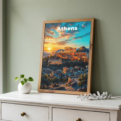 Athens Greece Travel Poster Retro Vintage Style Wall Art Print