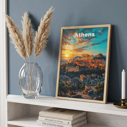 Athens Greece Travel Poster Retro Vintage Style Wall Art Print