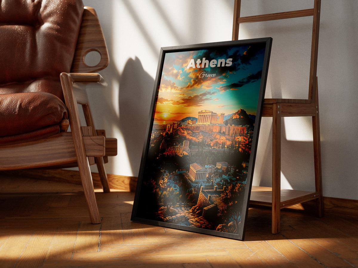 Athens Greece Travel Poster Retro Vintage Style Wall Art Print