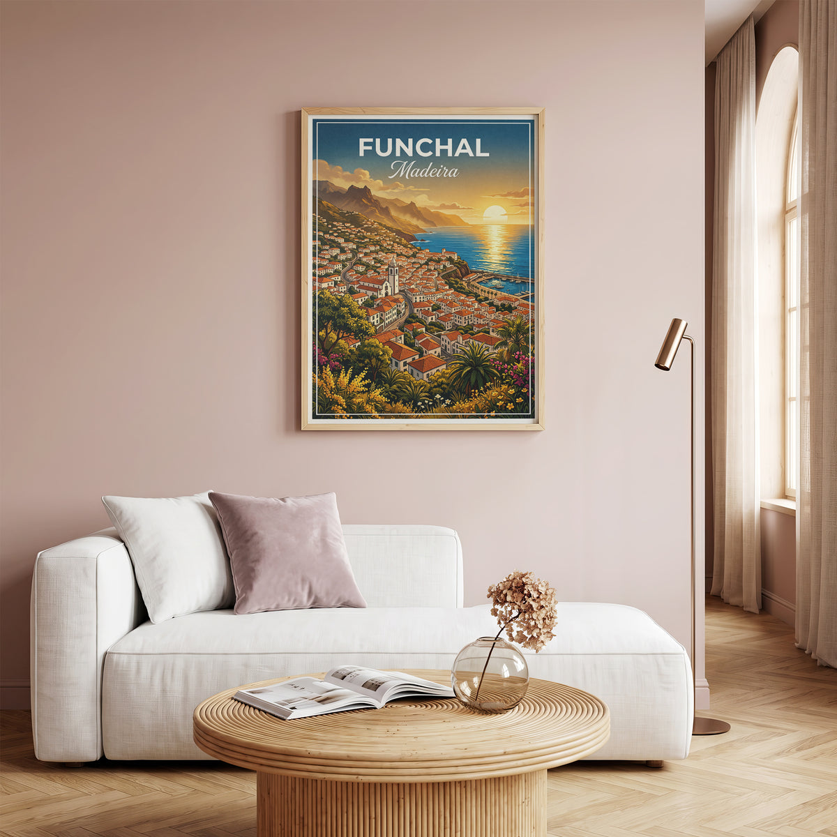 Funchal Madeira Travel Poster - Coastal Sunset Art Print