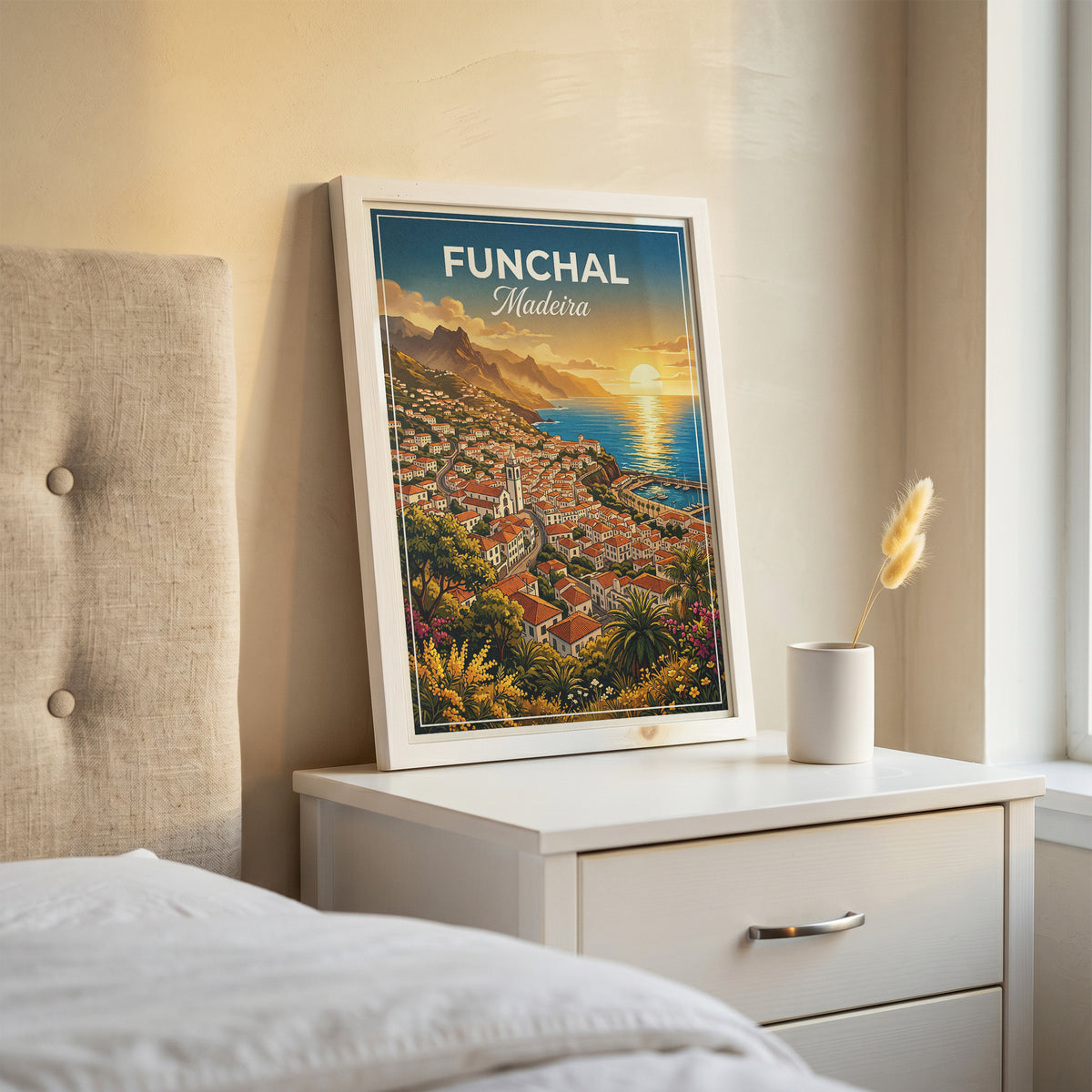Funchal Madeira Travel Poster - Coastal Sunset Art Print
