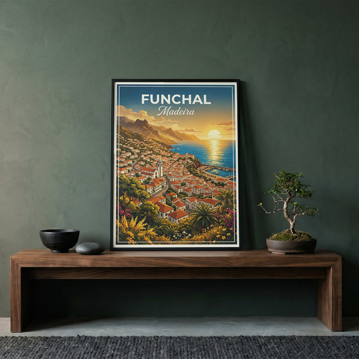 Funchal Madeira Travel Poster - Coastal Sunset Art Print