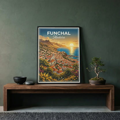 Funchal Madeira Travel Poster - Coastal Sunset Art Print
