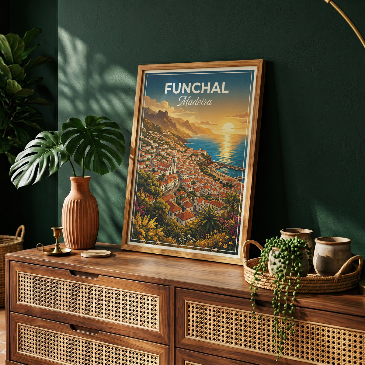 Funchal Madeira Travel Poster - Coastal Sunset Art Print
