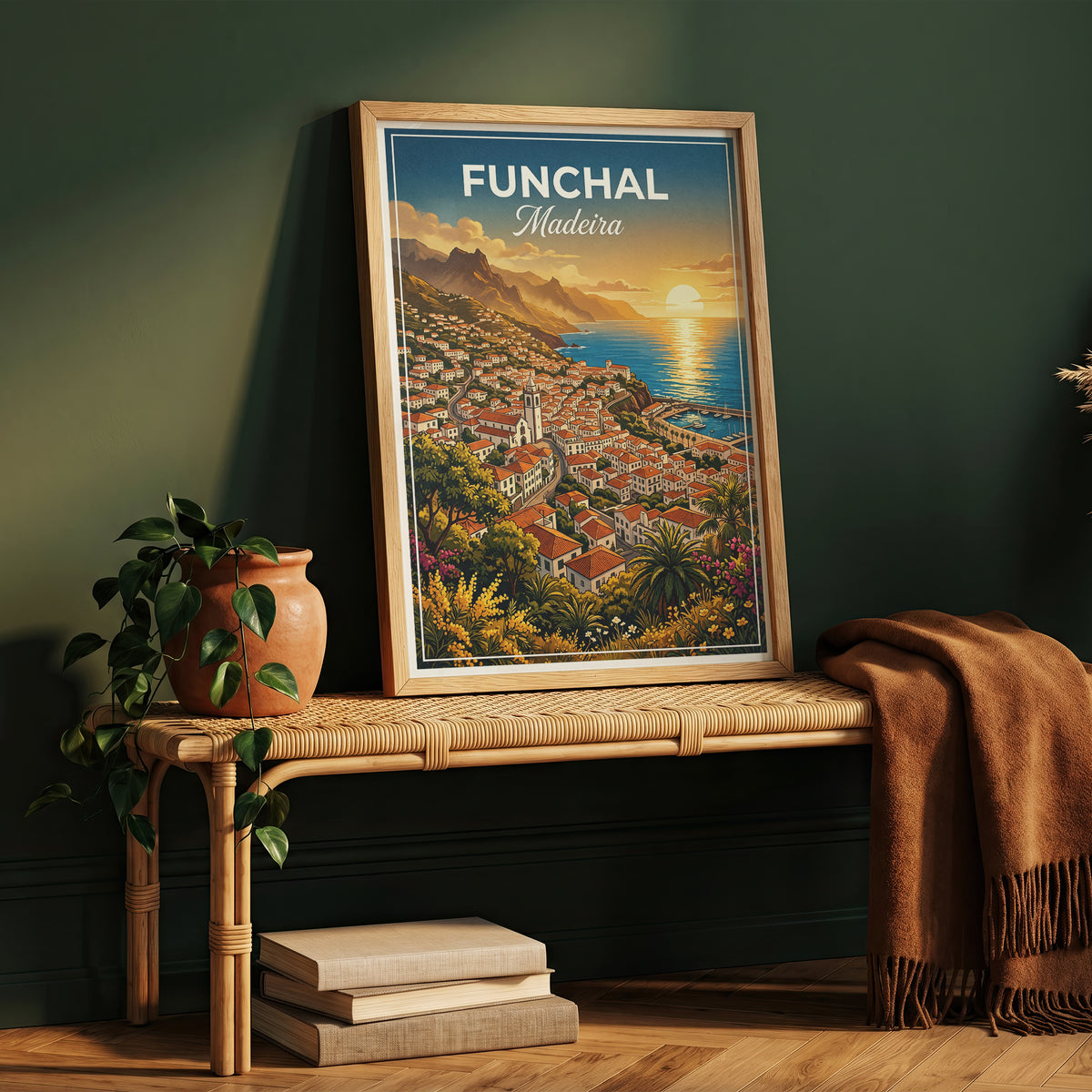 Funchal Madeira Travel Poster - Coastal Sunset Art Print