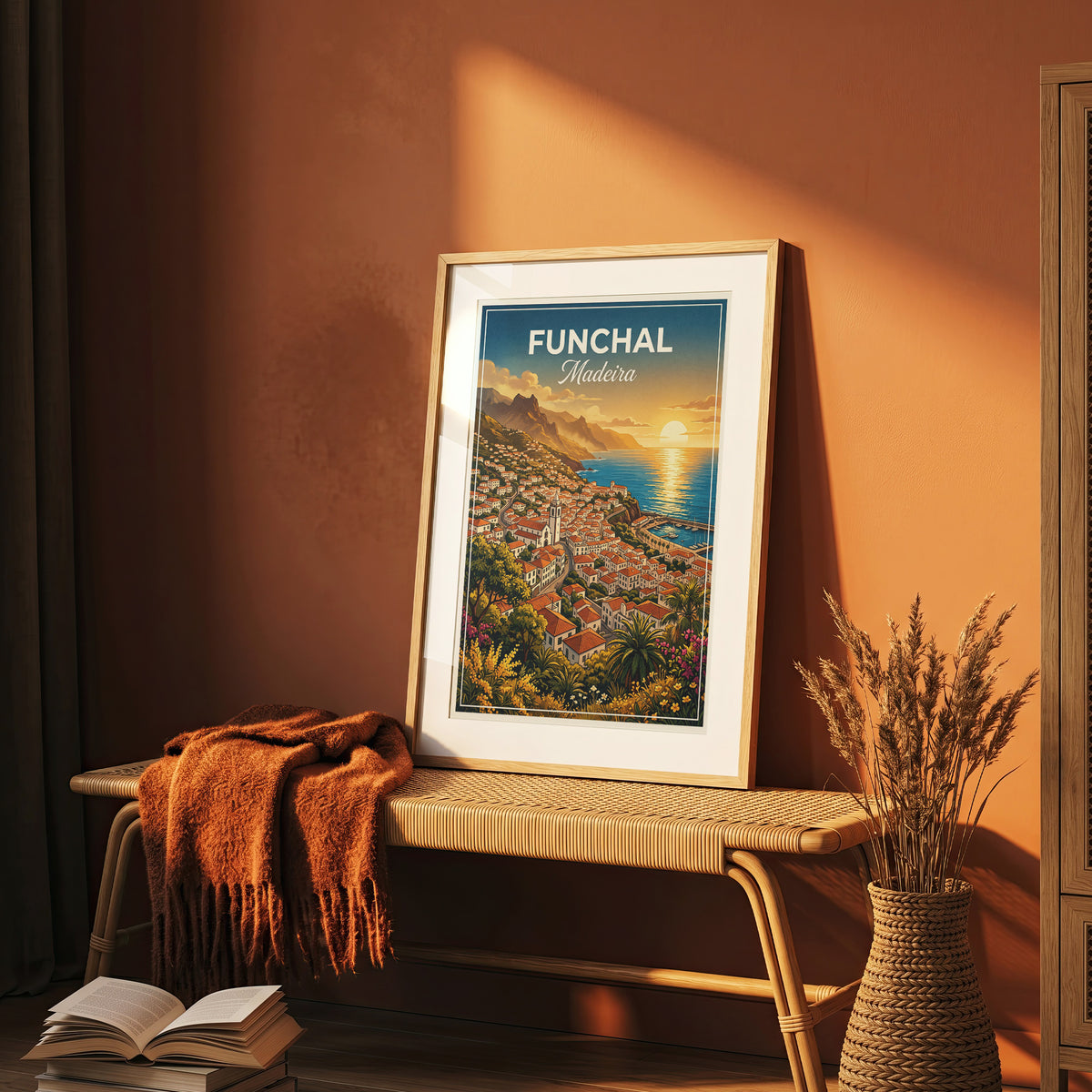 Funchal Madeira Travel Poster - Coastal Sunset Art Print