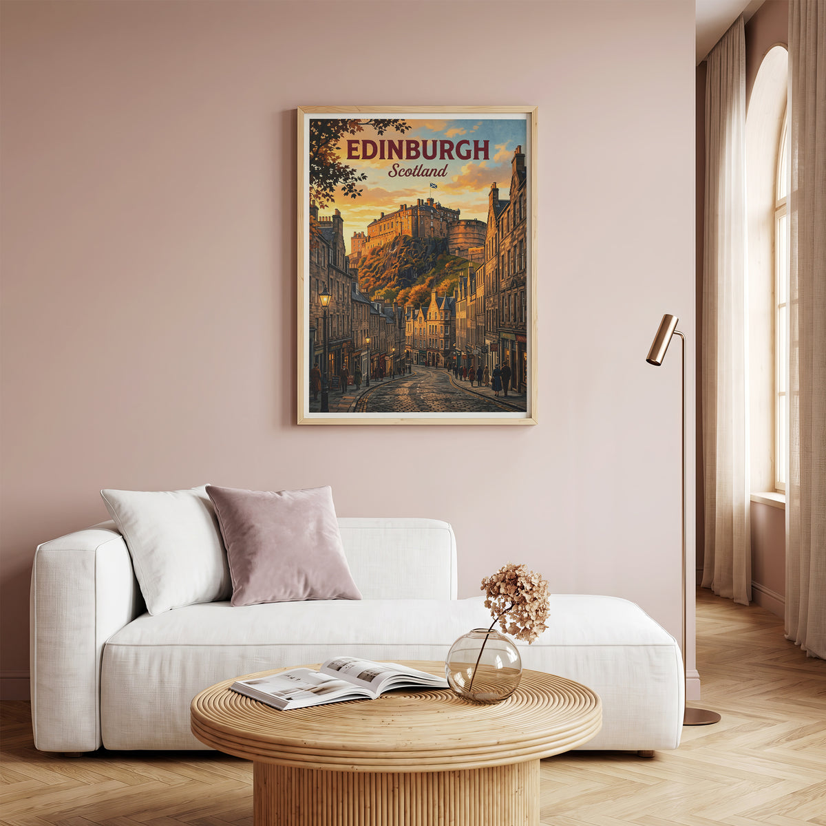 Edinburgh Scotland Travel Poster - Castle Rock Art Print