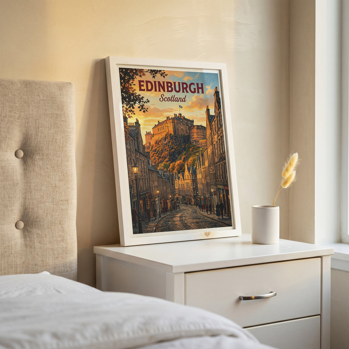 Edinburgh Scotland Travel Poster - Castle Rock Art Print