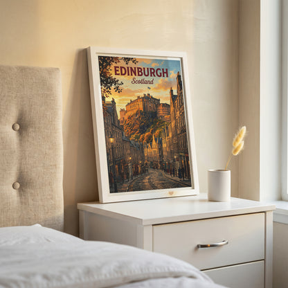 Edinburgh Scotland Travel Poster - Castle Rock Art Print