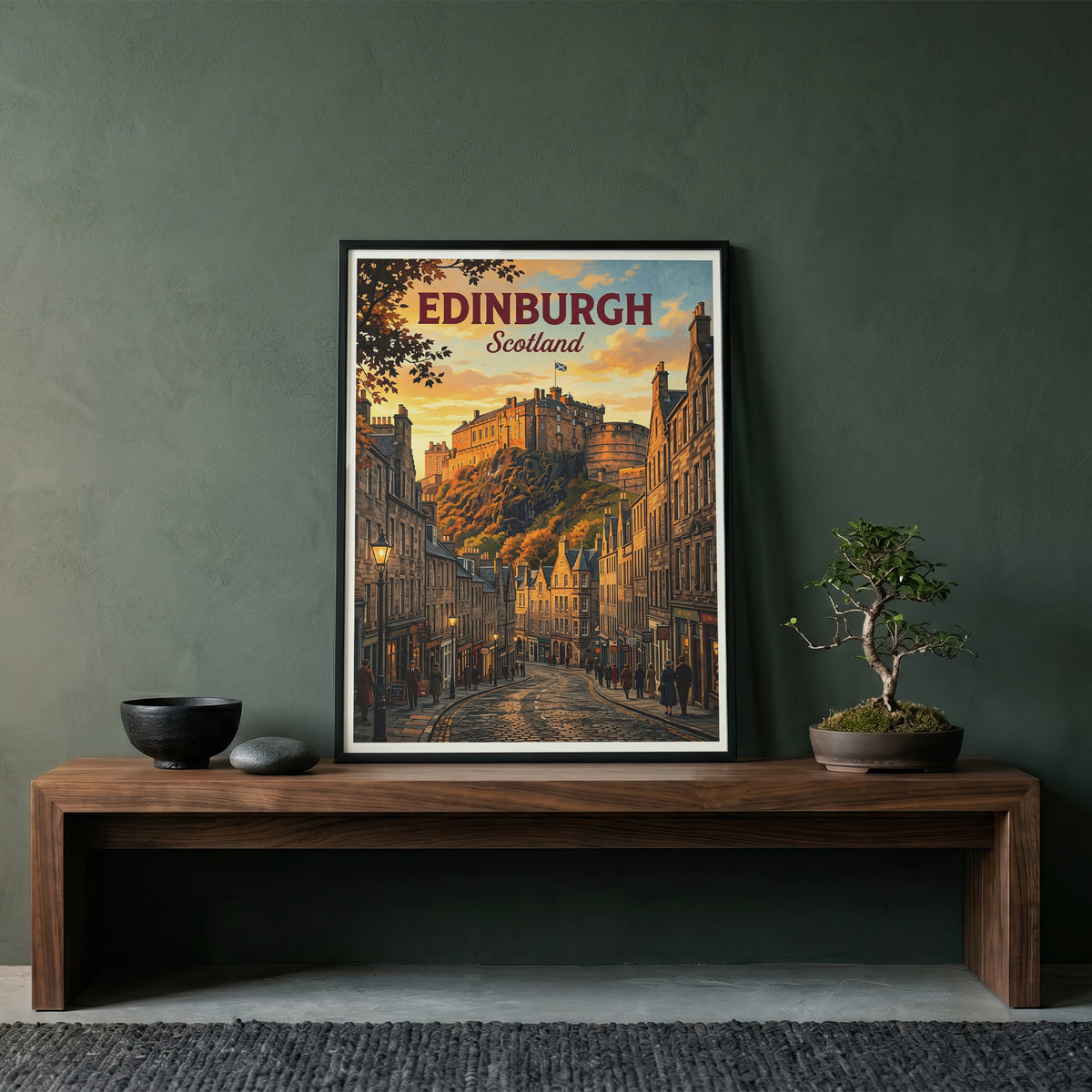 Edinburgh Scotland Travel Poster - Castle Rock Art Print