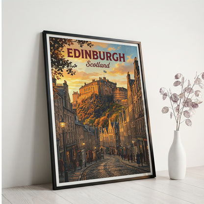 Edinburgh Scotland Travel Poster - Castle Rock Art Print