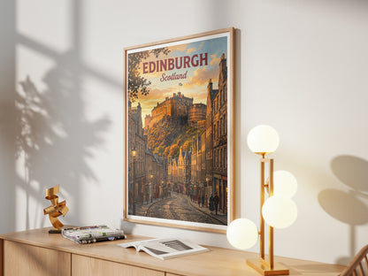 Edinburgh Scotland Travel Poster - Castle Rock Art Print