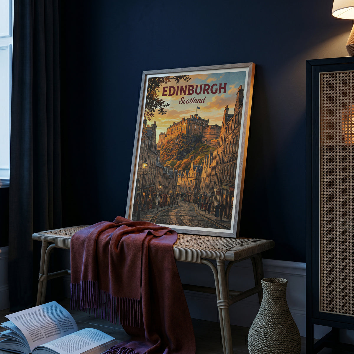 Edinburgh Scotland Travel Poster - Castle Rock Art Print