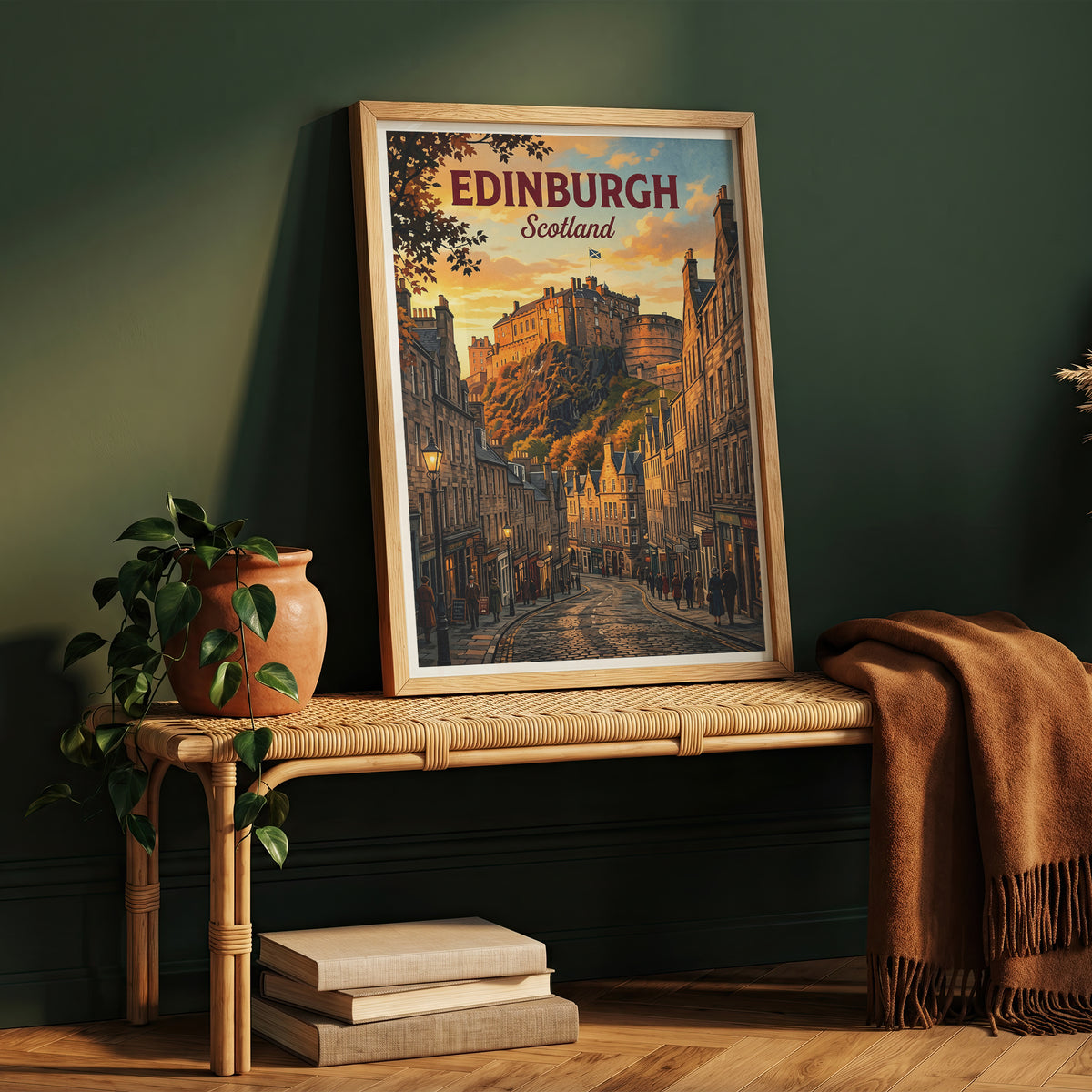 Edinburgh Scotland Travel Poster - Castle Rock Art Print