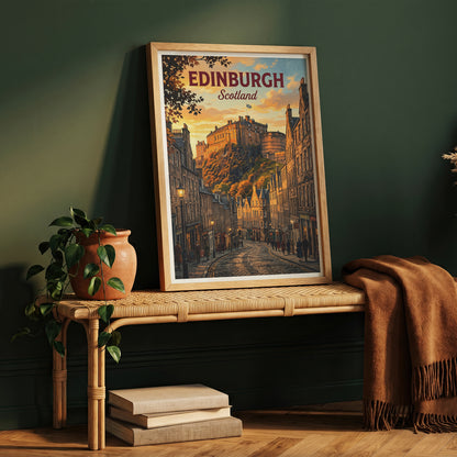 Edinburgh Scotland Travel Poster - Castle Rock Art Print