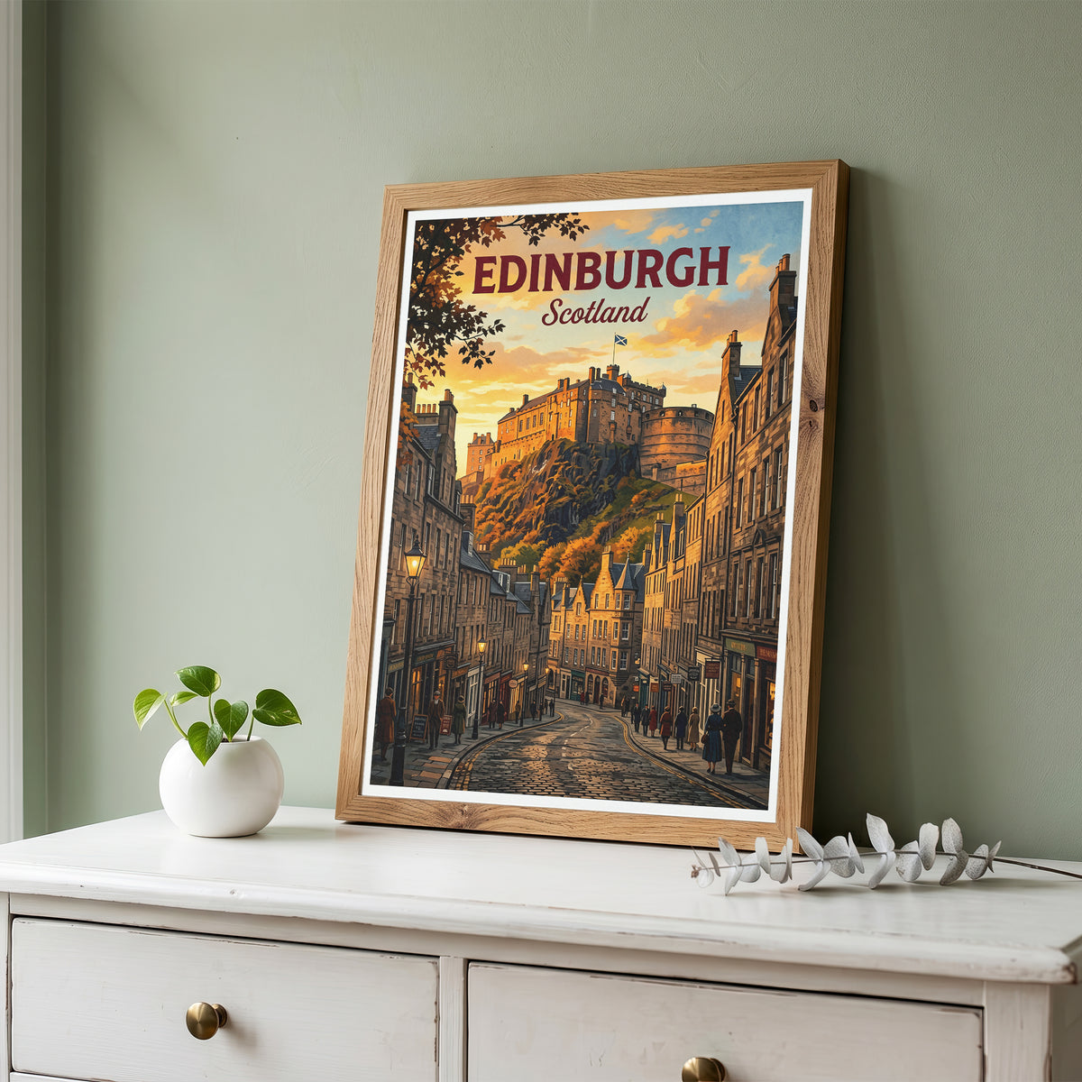 Edinburgh Scotland Travel Poster - Castle Rock Art Print