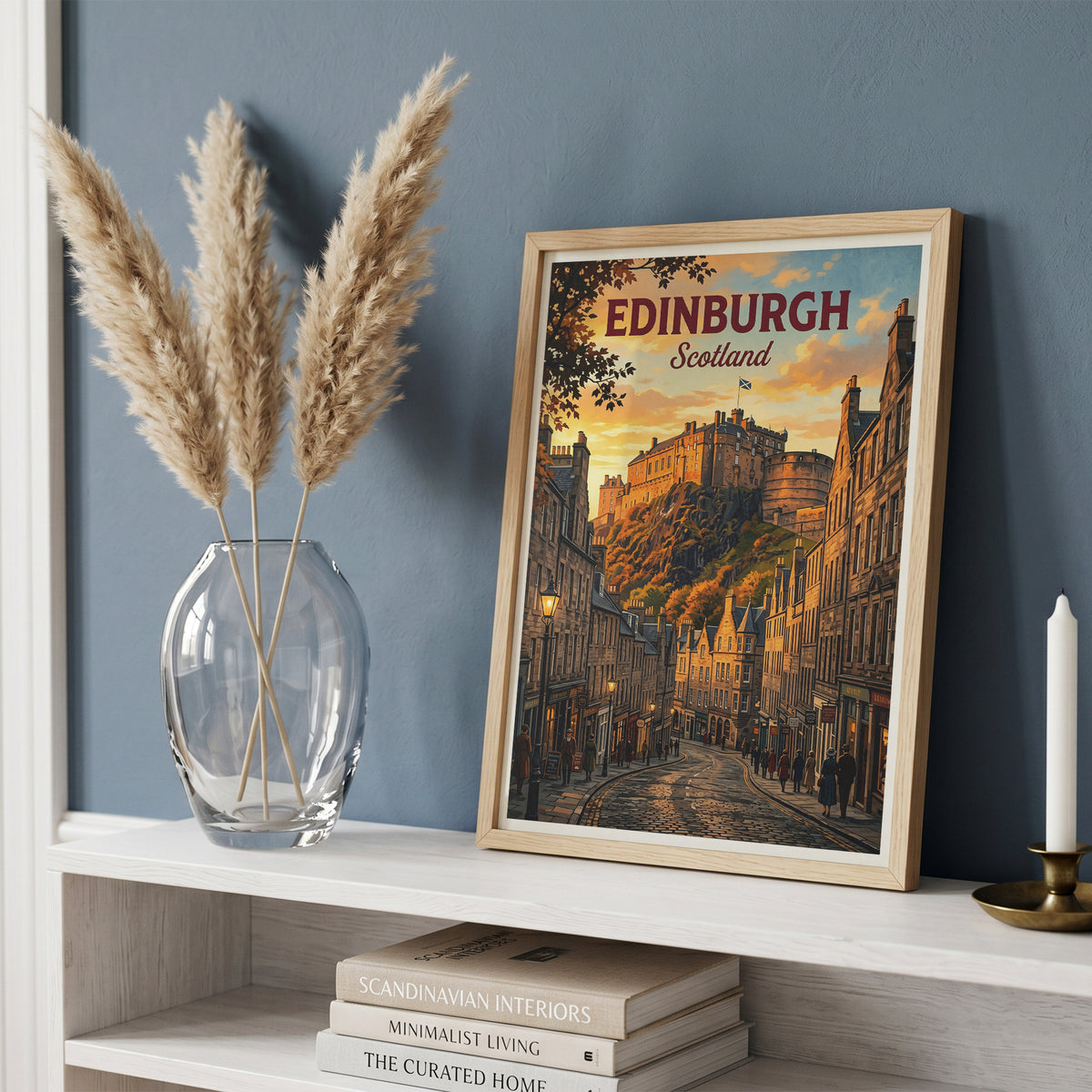 Edinburgh Scotland Travel Poster - Castle Rock Art Print